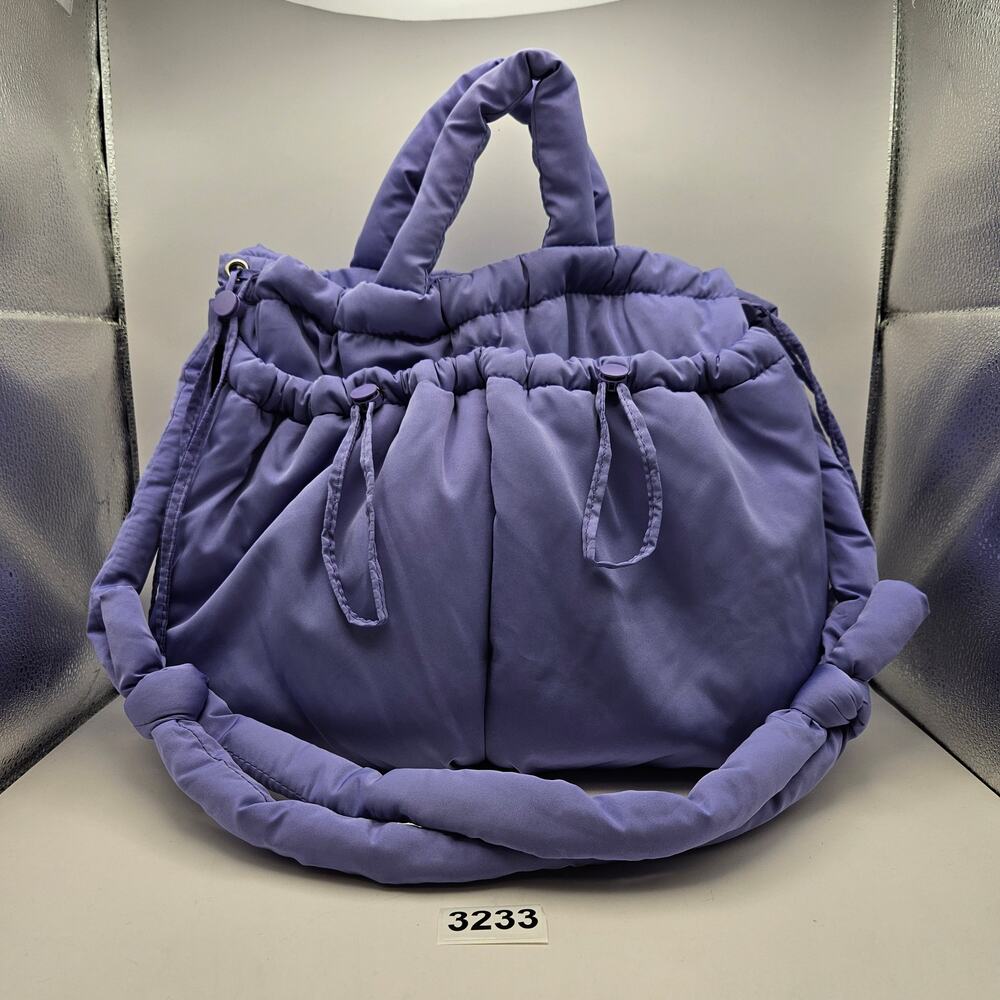 J WORLD PURPLE PUFFER TOTE BAG PADDED SHOULDER HANDBAG NYLON